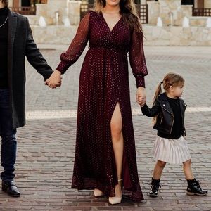 Baltic Born Wine- Colored Long Sleeve Dress